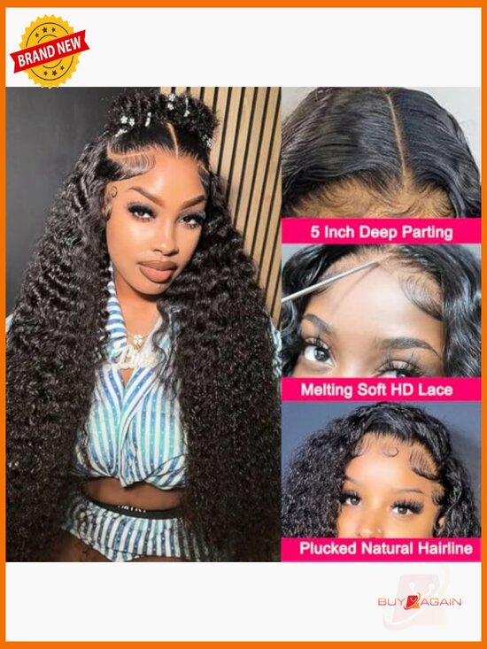 5x5 HD Lace Closure Wig Human Hair Deep Wave 180 Density Glueless Wig 24 Inch main image 6